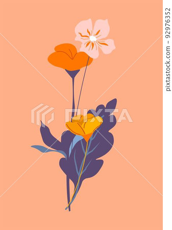 Minimalist wildflowers in blossom, flora bouquet Minimalist wildflowers in blossom, flora bouquet 92976352