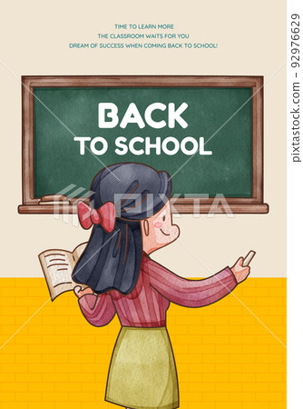 Poster template with back to school concept,watercolor style Poster template with back to school concept,watercolor style 92976629