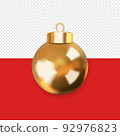 Realistic christmas golden ball holiday decor Vector illustration 92976823