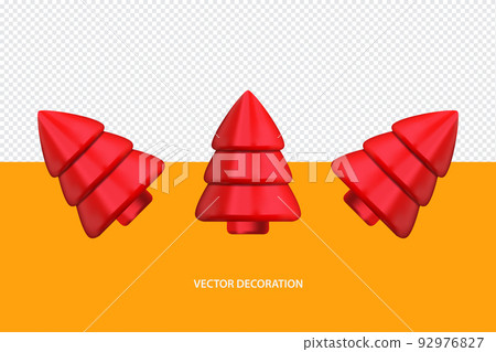 Realistic 3d christmas tree on the transparent background Vector 92976827