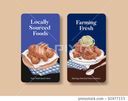 Instagram template with chicken farm food concept,watercolor style Instagram template with chicken farm food concept,watercolor style 92977153