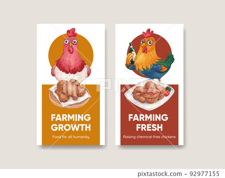 Instagram template with chicken farm food concept,watercolor style Instagram template with chicken farm food concept,watercolor style 92977155