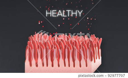 Realistic villi inside the intestines under the microscope. Realistic villi inside the intestines under the microscope. 92977707