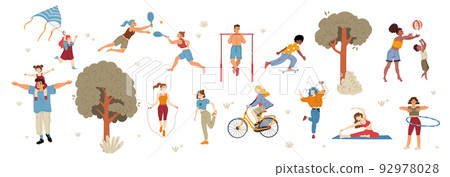 People outdoor activities, characters fun, relax 92978028