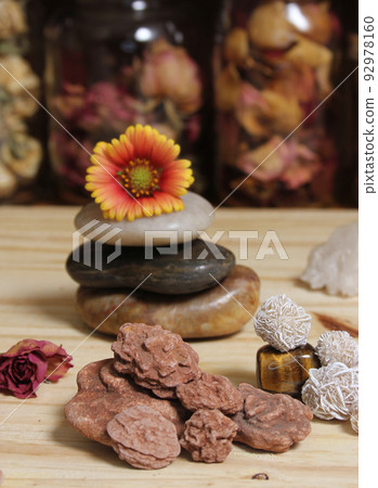 Desert Rose Rocks From Oklahoma on Meditation Table 92978160