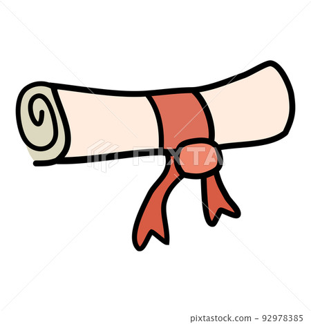 Rolled parchment paper certificateicon symbol sign, hand drawing doodle Rolled parchment paper certificateicon symbol sign, hand drawing doodle 92978385
