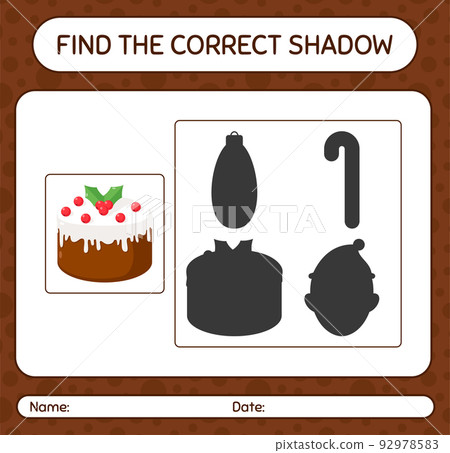 Find the correct shadows game with christmas cake. worksheet for preschool kids, kids activity sheet Find the correct shadows game with christmas cake. worksheet for preschool kids, kids activity sheet 92978583