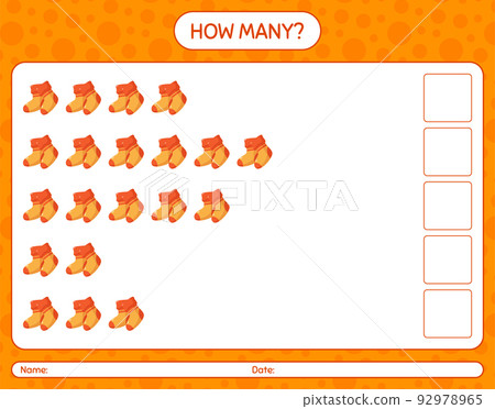 How many counting game with sock. worksheet for preschool kids, kids activity sheet How many counting game with sock. worksheet for preschool kids, kids activity sheet 92978965