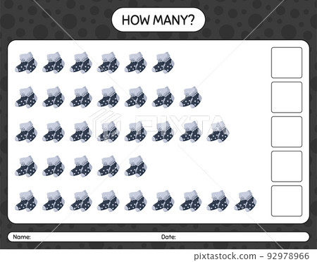 How many counting game with sock. worksheet for preschool kids, kids activity sheet How many counting game with sock. worksheet for preschool kids, kids activity sheet 92978966