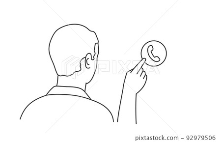 Man pushing phone button. Phone call concept. Man pushing phone button. Phone call concept. 92979506