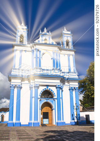 Mexico blue church image Mexico blue church image 92979726