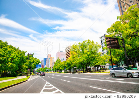 From Fujimicho on Peace Boulevard, you can see the direction of Chuo-dori and Nagarekawa-dori. The entertainment district of Hiroshima continues. Hiroshima 92980209