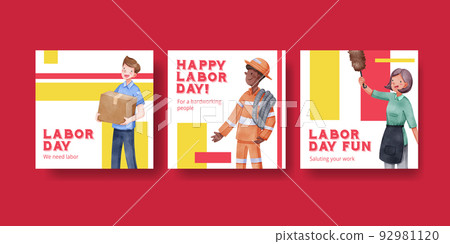 Banner template with labor day concept,watercolor style 92981120