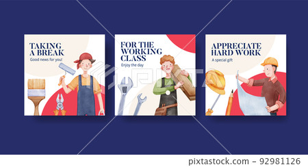 Banner template with labor day concept,watercolor style Banner template with labor day concept,watercolor style 92981126