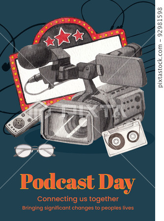 Poster template with international podcast day concept,watercolor style Poster template with international podcast day concept,watercolor style 92981598