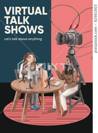 Poster template with international podcast day concept,watercolor style Poster template with international podcast day concept,watercolor style 92981603