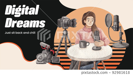 Facebook template with international podcast day concept,watercolor style Facebook template with international podcast day concept,watercolor style 92981618