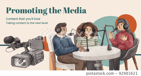 Blog header template with international podcast day concept,watercolor style Blog header template with international podcast day concept,watercolor style 92981621