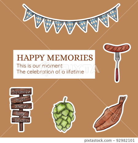 Sticker template with oktoberfest festive concept,watercolor style Sticker template with oktoberfest festive concept,watercolor style 92982101