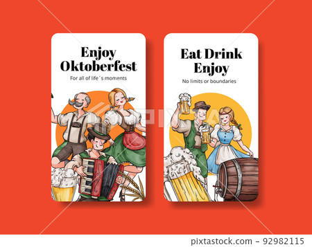 Instagram template with oktoberfest festive concept,watercolor style Instagram template with oktoberfest festive concept,watercolor style 92982115