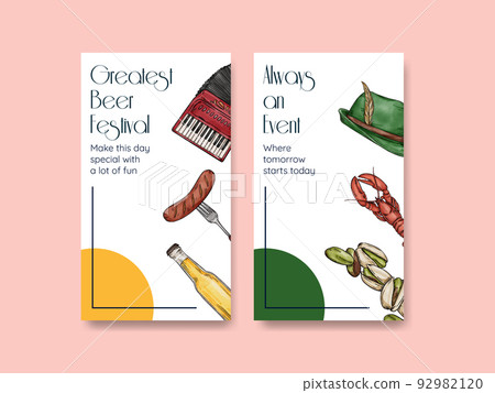 Instagram template with oktoberfest festive concept,watercolor style Instagram template with oktoberfest festive concept,watercolor style 92982120