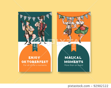 Instagram template with oktoberfest festive concept,watercolor style Instagram template with oktoberfest festive concept,watercolor style 92982122