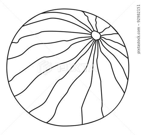 Black and white whole watermelon icon. Summer food poster 92982151