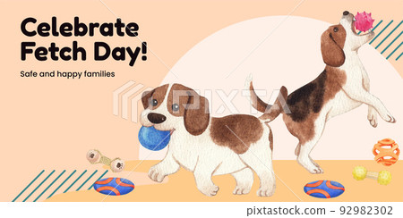 Blog head template with national fetch day concept,watercolor style 92982302