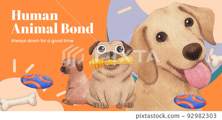 Blog head template with national fetch day concept,watercolor style 92982303