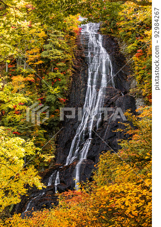 [Akita Prefecture, Kobei Falls] Superb view created by nature "Autumn leaves of Kobei Falls" October 92984267