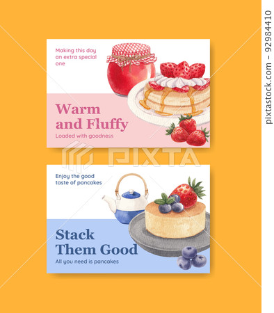 Facebook template with happy pancake day concept,watercolor style 92984410