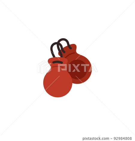 Castanets percussion musical instrument, flat vector illustration isolated on white background. Castanets percussion musical instrument, flat vector illustration isolated on white background. 92984808