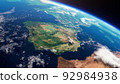 Cinematic space view of Europe, realistic planet Earth rotation in cosmos 92984938