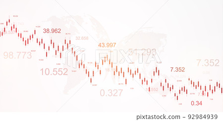 Financial data graph chart on grey background. Business background with candlesticks chart for reports and investment. Financial market trade concept. 92984939