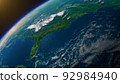 Cinematic space view of North America, realistic planet Earth rotation in cosmos 92984940