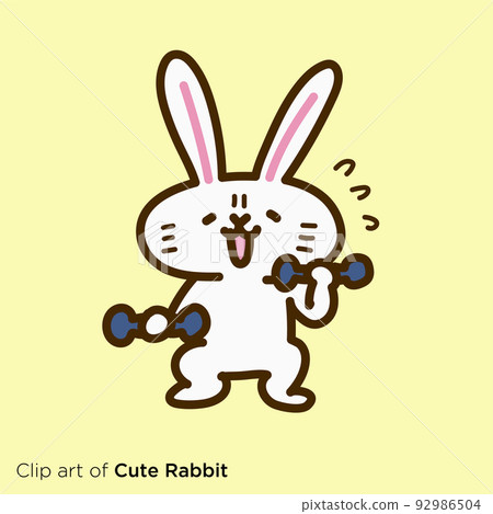 兔子人物插畫系列“兔子做肌肉訓練” 92986504