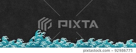黑色日本紙日本紙紋理大波浪風景（無紙屑） 92986775