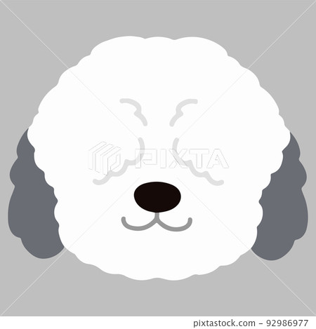 Illustration of the front face of a simple and cute Old English Sheepdog No main line Illustration of the front face of a simple and cute Old English Sheepdog No main line 92986977