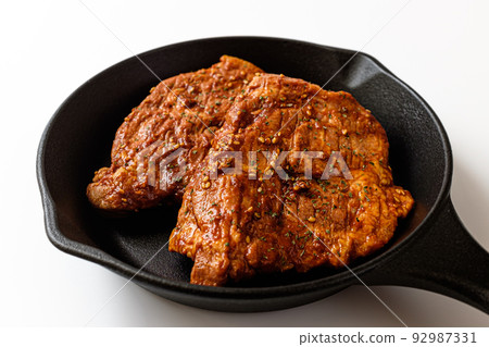 pork neck barbecue on white background pork neck barbecue on white background 92987331