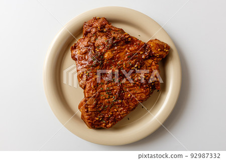 pork neck barbecue on white background pork neck barbecue on white background 92987332