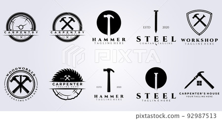 bundle carpenter workshop set logo vector illustration design bundle carpenter workshop set logo vector illustration design 92987513