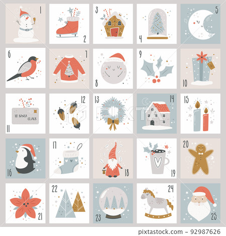 December Advent Calendar. Christmas holiday Stock