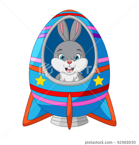 Cartoon little bunny in a rocket Cartoon little bunny in a rocket 92988030