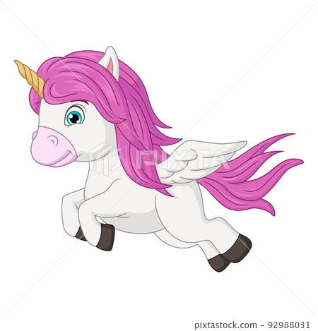 Cartoon funny little unicorn running Cartoon funny little unicorn running 92988031