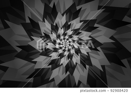 beautiful abstract illustration in the form of a flower, which consists of triangular gradient black, grey, white. Template for cover, flyer or banner. Vector EPS 10 beautiful abstract illustration in the form of a flower, which consists of triangular gradient black, grey, white. Template for cover, flyer or banner. Vector EPS 10 92988420
