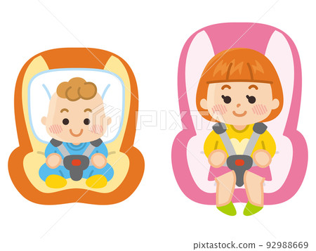 Baby sitting in a baby seat Child sitting in a... - Stock Illustration ...