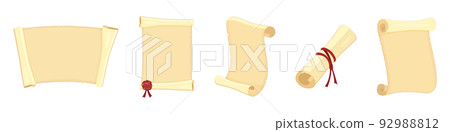 Scroll of ancient paper. Vector illustration of old parchment isolated on white. 92988812