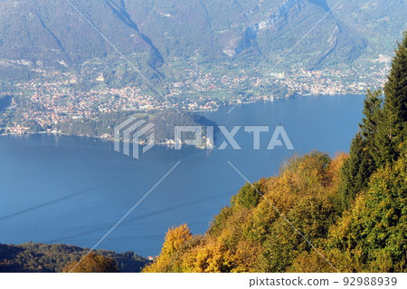 Villa Balbianello on Como Lake taken from the mountains 92988939