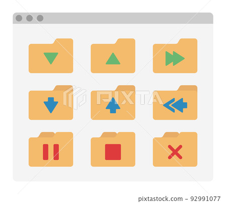 desktop interface window with folders arrow icon isolated simple ui vector flat illustration 92991077