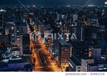 從札幌電視塔看到的札幌市夜景 92991529